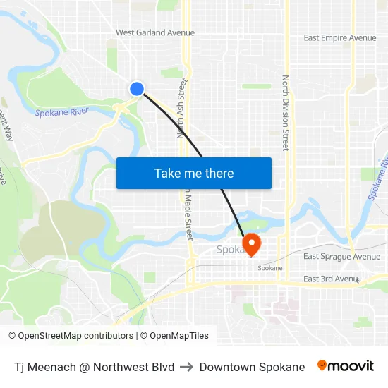 Tj Meenach @ Northwest Blvd to Downtown Spokane map