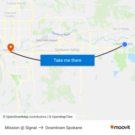 Mission @ Signal to Downtown Spokane map