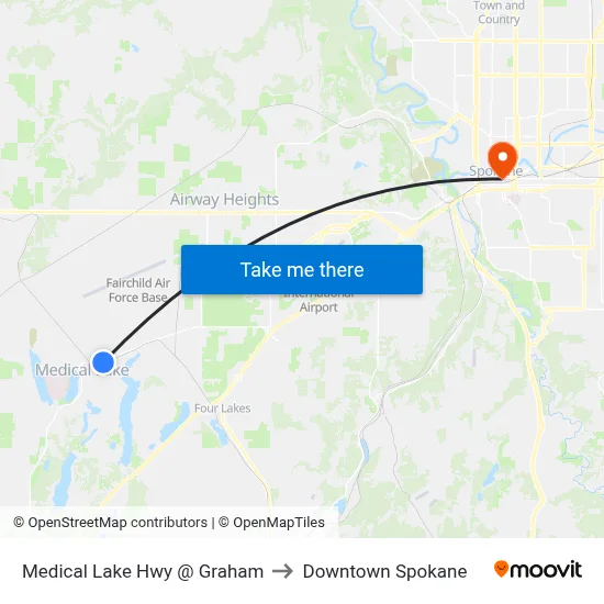 Medical Lake Hwy @ Graham to Downtown Spokane map