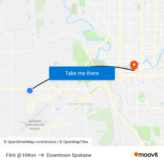 Flint @ Hilton to Downtown Spokane map