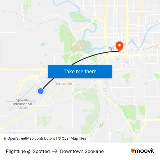 Flightline @ Spotted to Downtown Spokane map