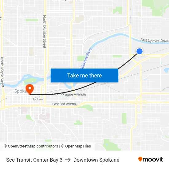Scc Transit Center Bay 3 to Downtown Spokane map