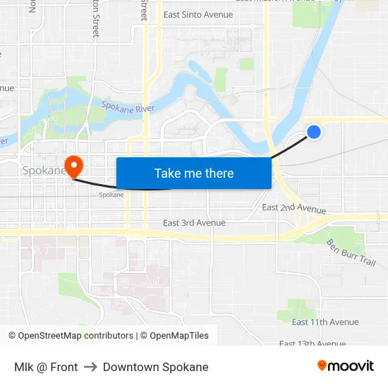 Mlk @ Front to Downtown Spokane map