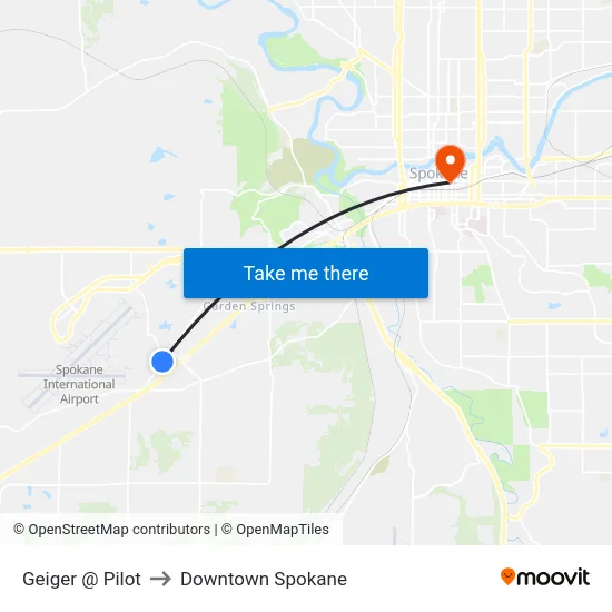 Geiger @ Pilot to Downtown Spokane map