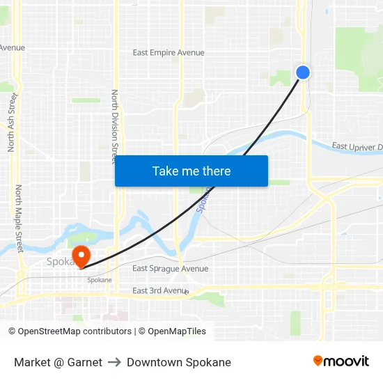 Market @ Garnet to Downtown Spokane map