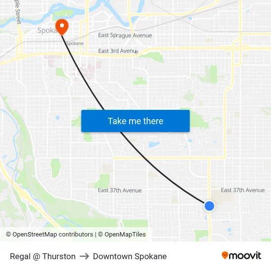 Regal @ Thurston to Downtown Spokane map