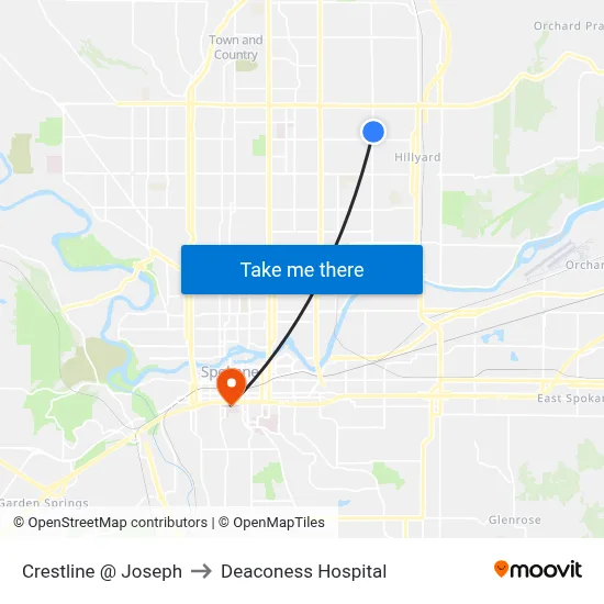 Crestline @ Joseph to Deaconess Hospital map