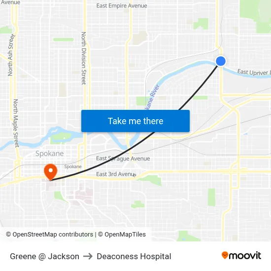 Greene @ Jackson to Deaconess Hospital map