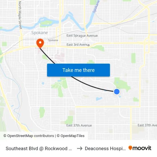 Southeast Blvd @ Rockwood Blvd to Deaconess Hospital map
