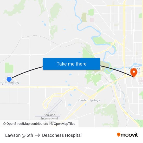 Lawson @ 6th to Deaconess Hospital map