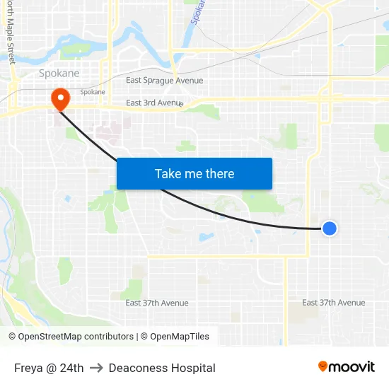 Freya @ 24th to Deaconess Hospital map