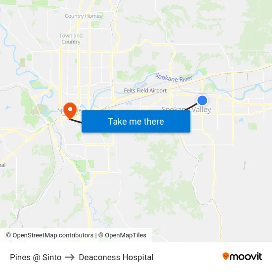 Pines @ Sinto to Deaconess Hospital map
