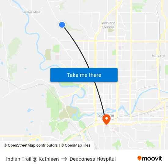 Indian Trail @ Kathleen to Deaconess Hospital map