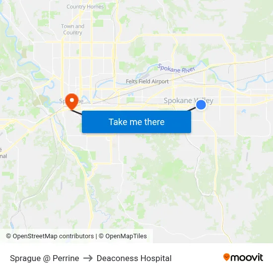 Sprague @ Perrine to Deaconess Hospital map
