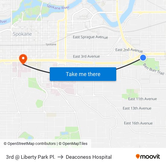 3rd @ Liberty Park Pl. to Deaconess Hospital map