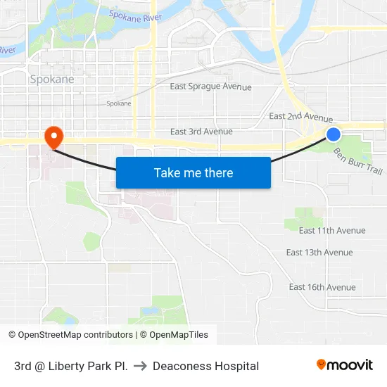 3rd @ Liberty Park Pl. to Deaconess Hospital map