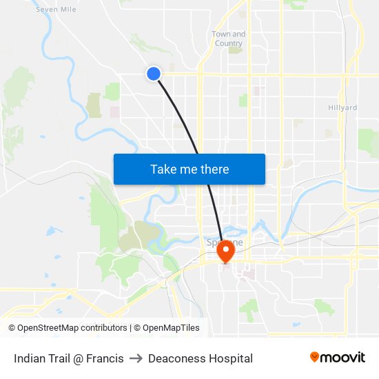 Indian Trail @ Francis to Deaconess Hospital map