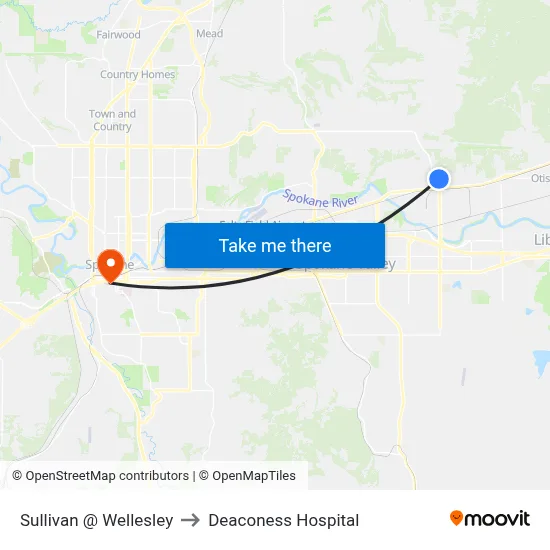 Sullivan @ Wellesley to Deaconess Hospital map