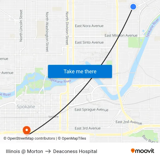 Illinois @ Morton to Deaconess Hospital map