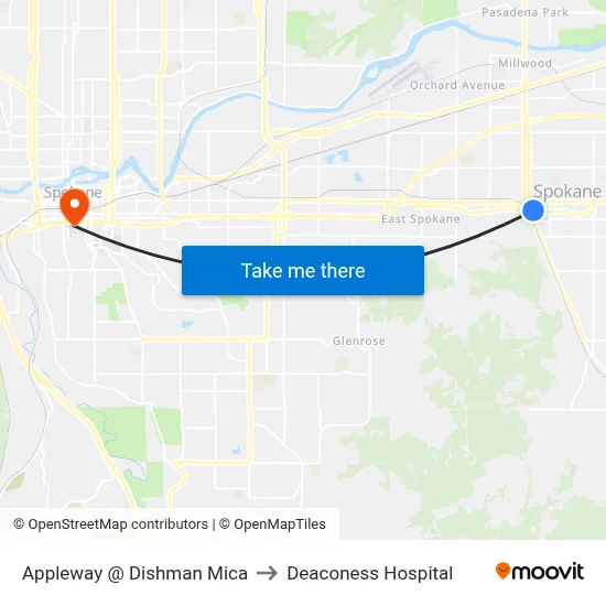 Appleway @ Dishman Mica to Deaconess Hospital map