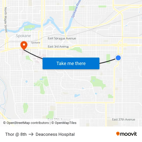 Thor @ 8th to Deaconess Hospital map