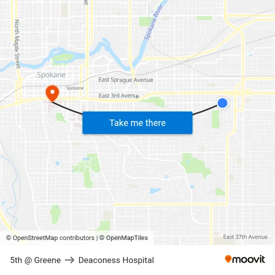 5th @ Greene to Deaconess Hospital map