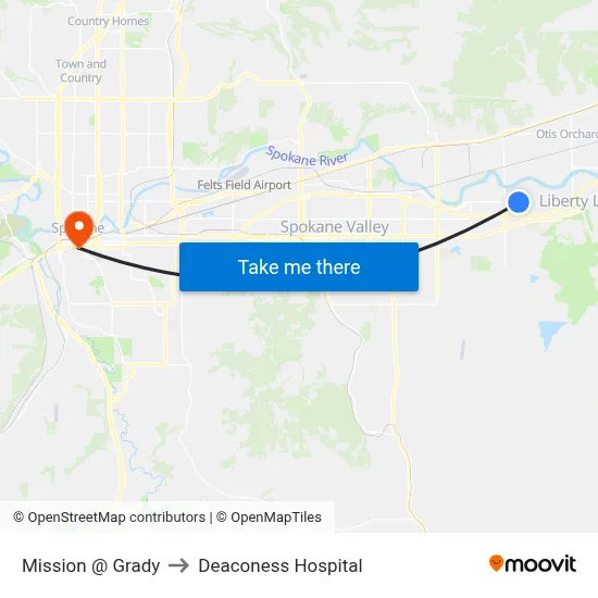 Mission @ Grady to Deaconess Hospital map