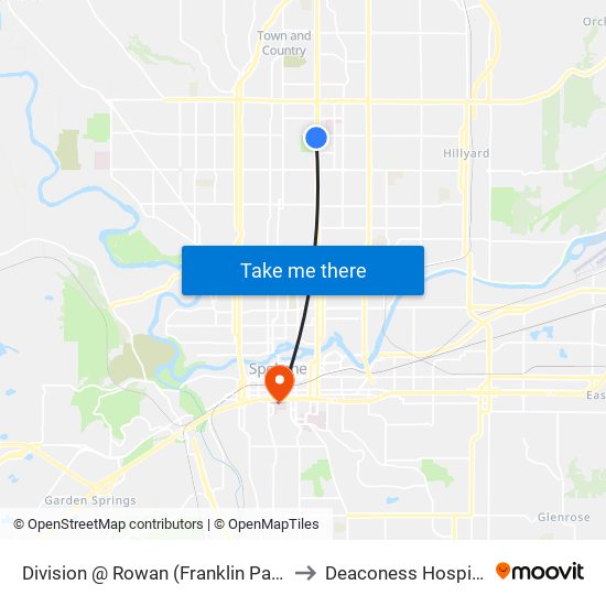 Division @ Rowan (Franklin Park) to Deaconess Hospital map