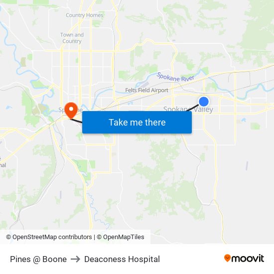 Pines @ Boone to Deaconess Hospital map