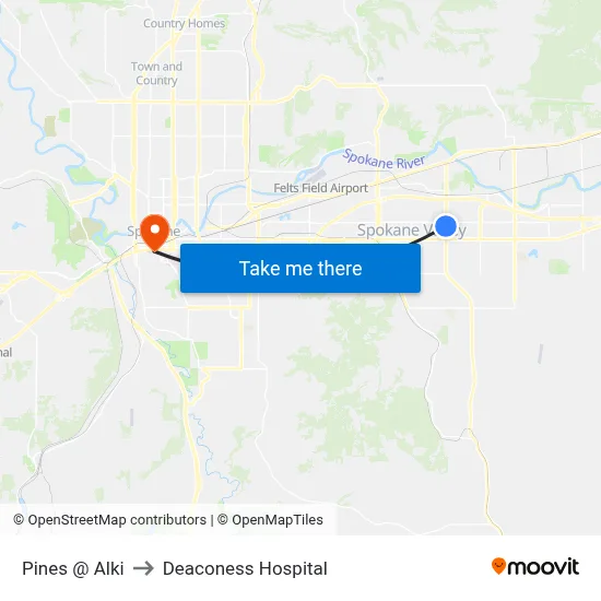 Pines @ Alki to Deaconess Hospital map