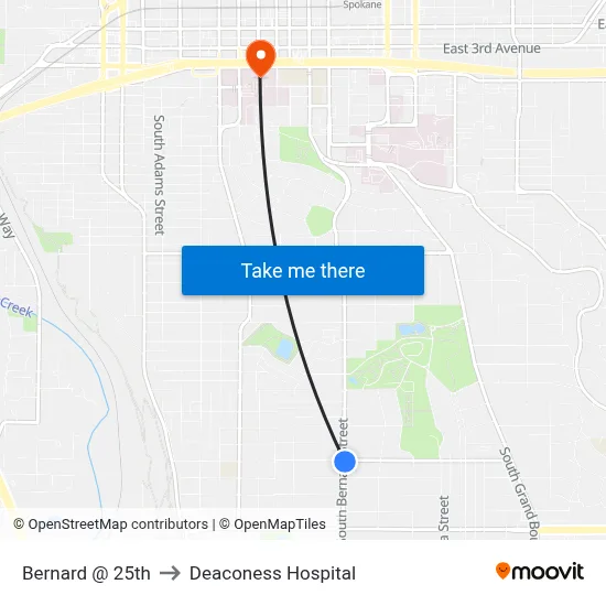 Bernard @ 25th to Deaconess Hospital map