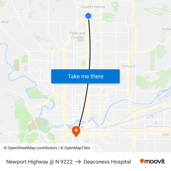Newport Highway @ N 9222 to Deaconess Hospital map