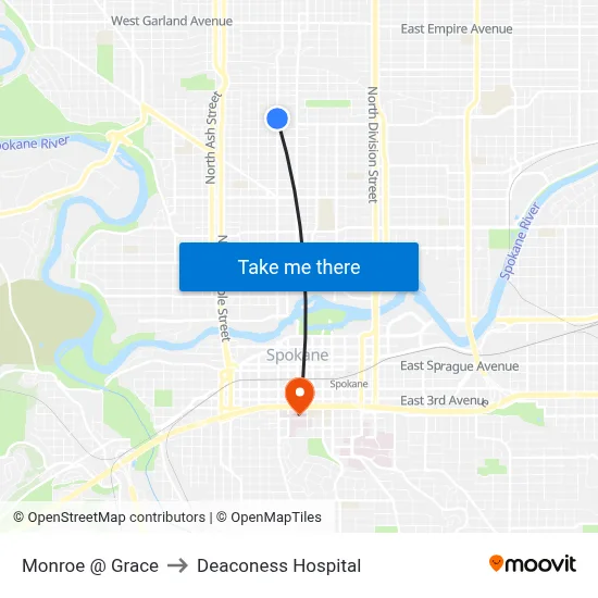 Monroe @ Grace to Deaconess Hospital map