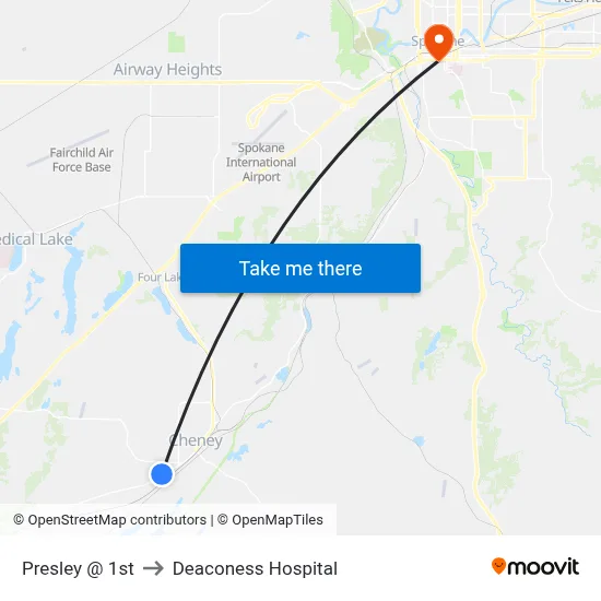 Presley @ 1st to Deaconess Hospital map