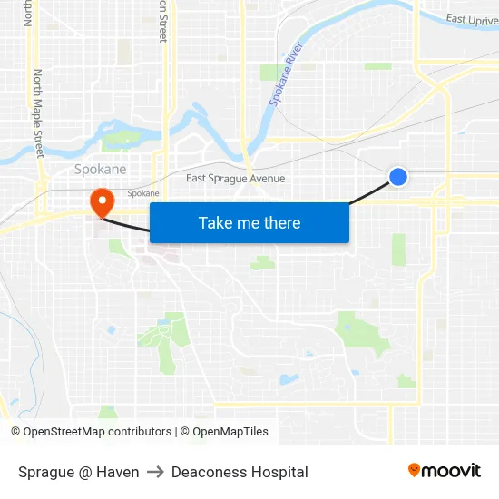 Sprague @ Haven to Deaconess Hospital map