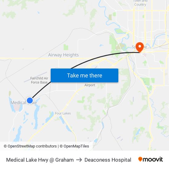 Medical Lake Hwy @ Graham to Deaconess Hospital map