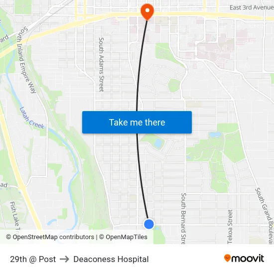 29th @ Post to Deaconess Hospital map