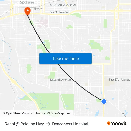 Regal @ Palouse Hwy to Deaconess Hospital map