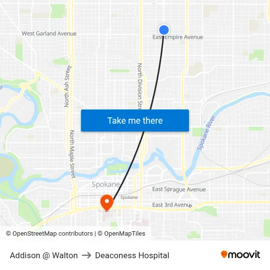 Addison @ Walton to Deaconess Hospital map