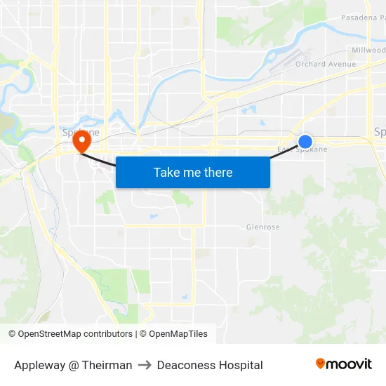 Appleway @ Theirman to Deaconess Hospital map