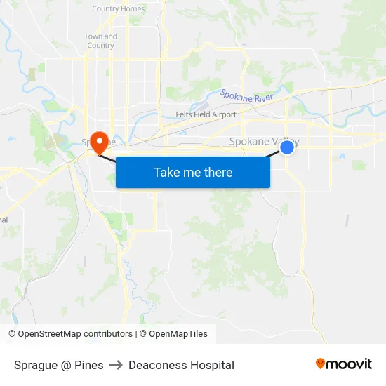 Sprague @ Pines to Deaconess Hospital map