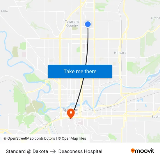 Standard @ Dakota to Deaconess Hospital map