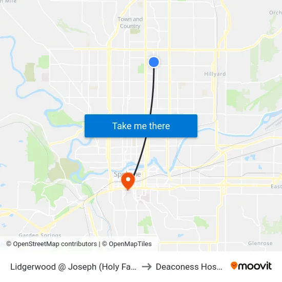 Lidgerwood @ Joseph (Holy Family) to Deaconess Hospital map