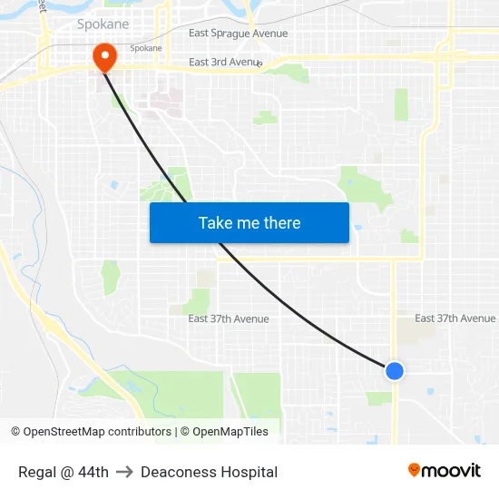 Regal @ 44th to Deaconess Hospital map