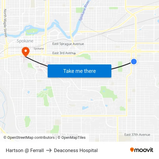Hartson @ Ferrall to Deaconess Hospital map