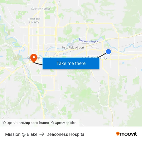 Mission @ Blake to Deaconess Hospital map