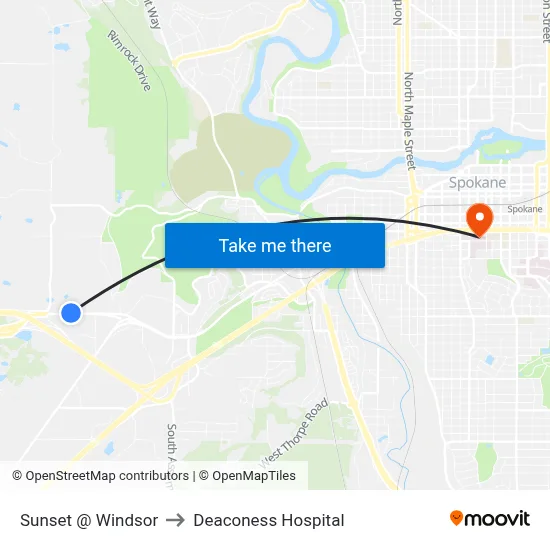 Sunset @ Windsor to Deaconess Hospital map