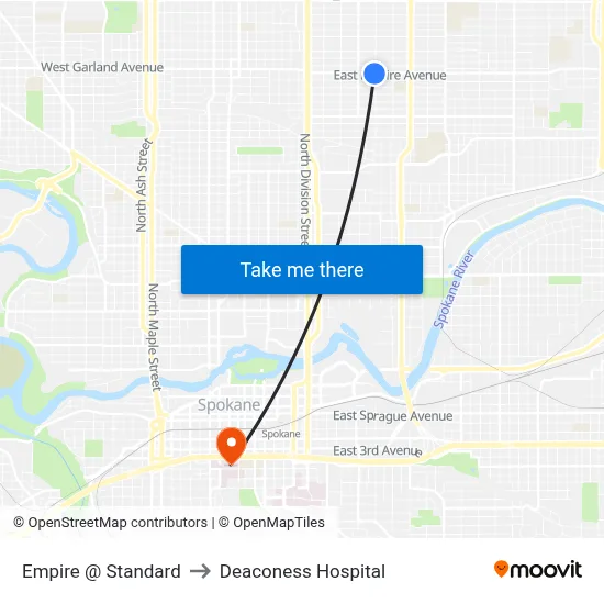 Empire @ Standard to Deaconess Hospital map