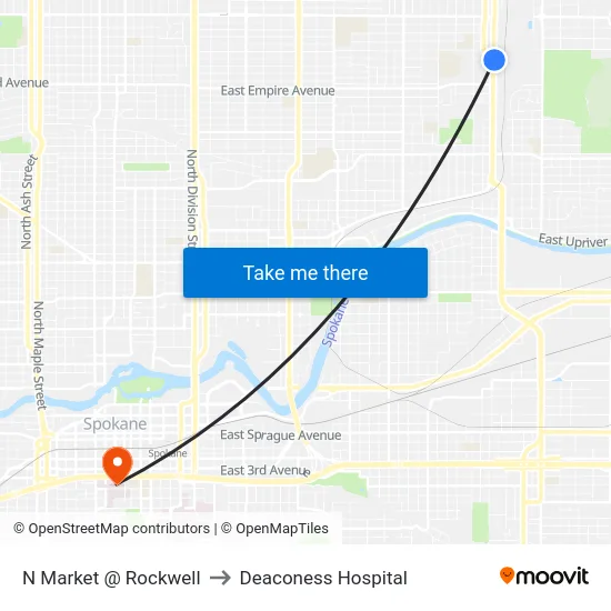 N Market @ Rockwell to Deaconess Hospital map