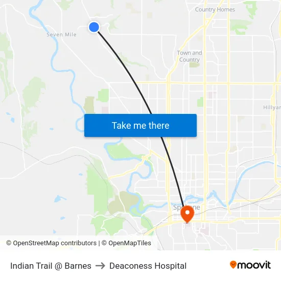 Indian Trail @ Barnes to Deaconess Hospital map